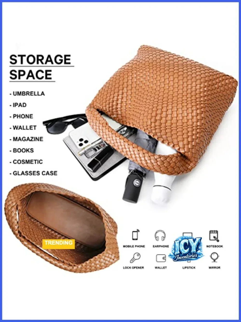 Vegan Leather Woven Hobo Tote Bag for Women, Top-Handle Shoulder Handbag